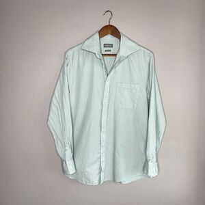 Michael Kors Men's M Light Green White Houndstooth Button Down Shirt Casual